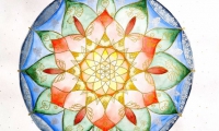 Lebensblumenbild \"Frieden auf Erden\", Aquarell, 40 x 40 cm