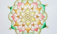 Lebensblumenbild Mandala, Aquarell