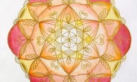 Lebensblumenbild Mandala, Aquarell 25,5 x 25,5 cm